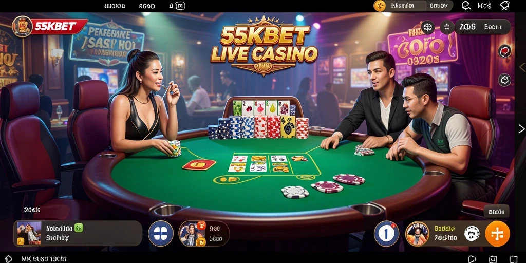 Tampilan gameplay Live Casino di 55KBET yang mendebarkan.