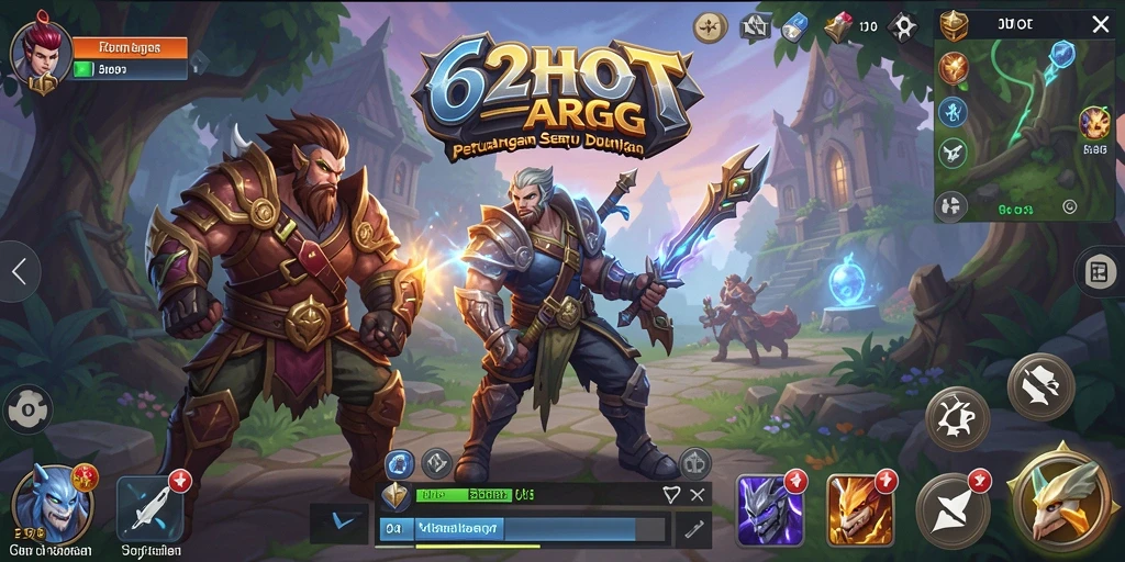 Tampilan gameplay 62HOT dengan pertarungan seru dan visual menawan.