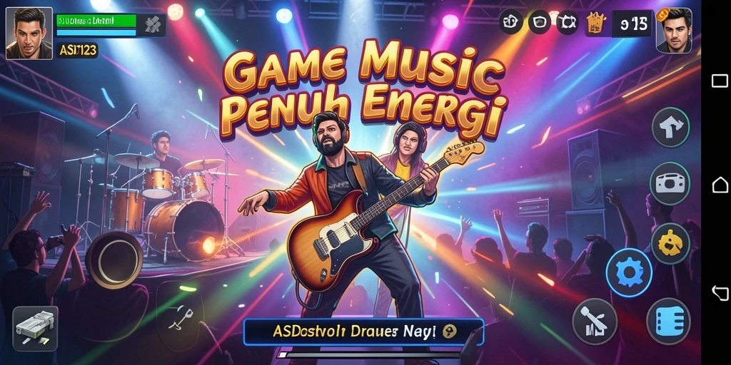 Tangkapan layar menunjukkan gameplay menarik dari ASD123 dengan ritme musik yang energik.
