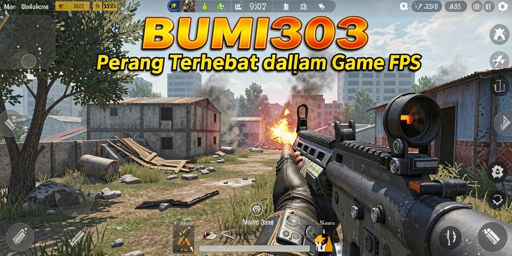 Tangkapan layar utama BUMI303 yang menunjukkan aksi tembak-menembak yang seru.