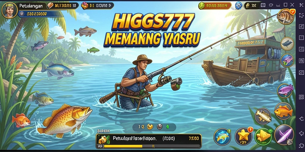 Gameplay seru HIGGS777 dengan aktivitas memancing yang menyenangkan.