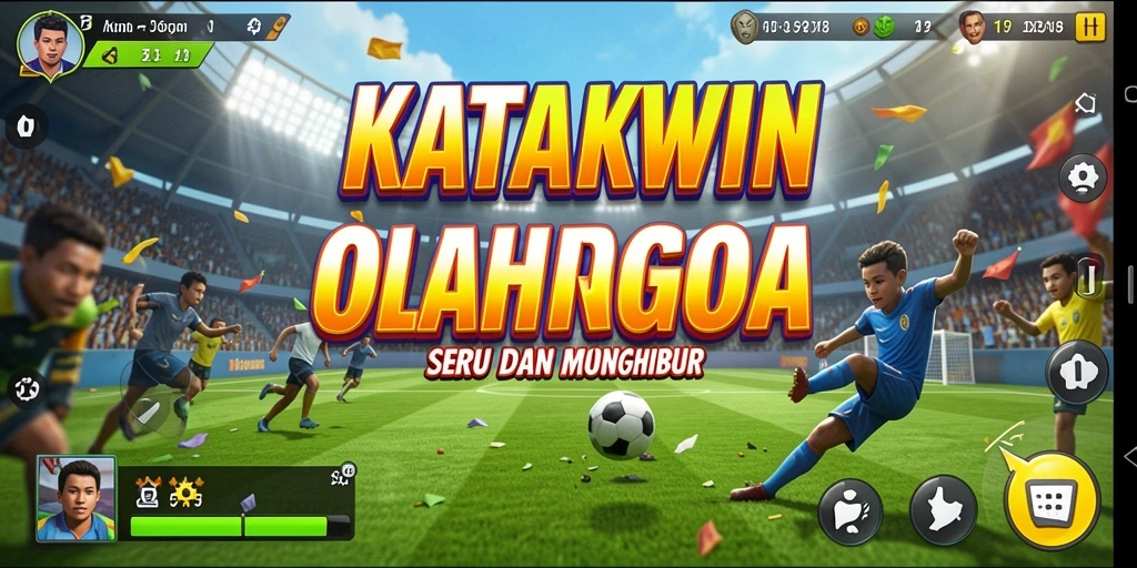 Screenshot KATAKWIN menunjukkan pemain beraksi dalam pertandingan olahraga yang seru.