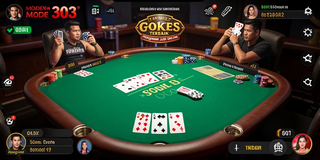 Screenshot utama MODE303 menampilkan aksi seru bermain poker.