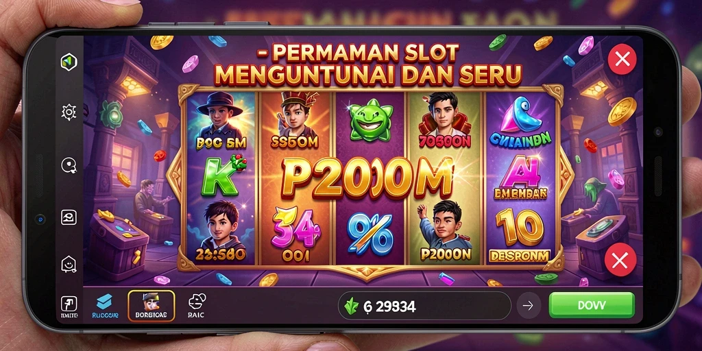 Tampilan menarik dari gameplay P200M dengan simbol Slot yang memikat.