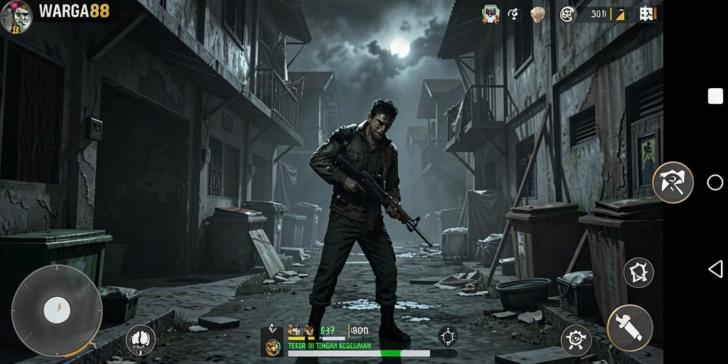 Gameplay WARGA88 dengan atmosfer menakutkan dan mencekam.