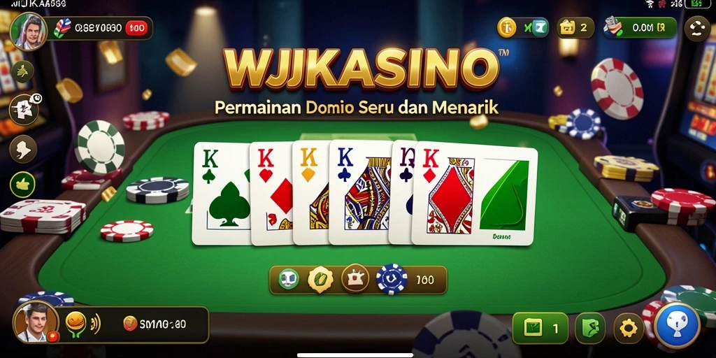 Tampilan gameplay seru dari WJKASINO yang menampilkan domino klasik.