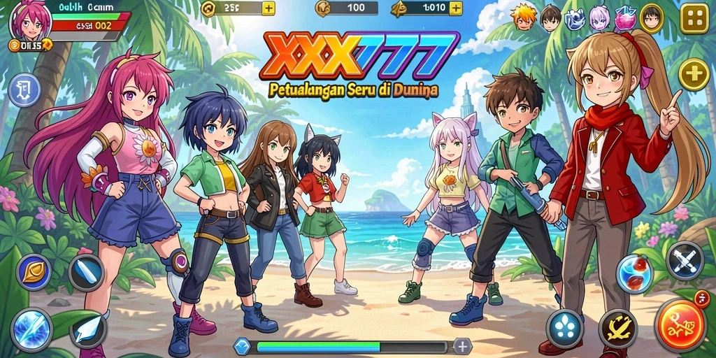 Tampilan gameplay yang memukau dari XXX777 di dunia anime.