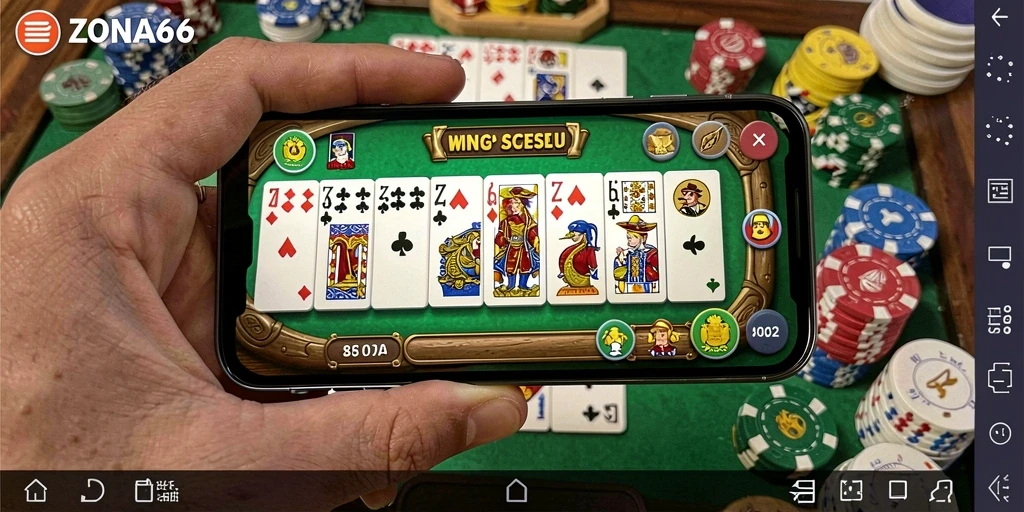 Tampilan gameplay seru ZONA66 dengan pemain yang aktif bermain Domino.